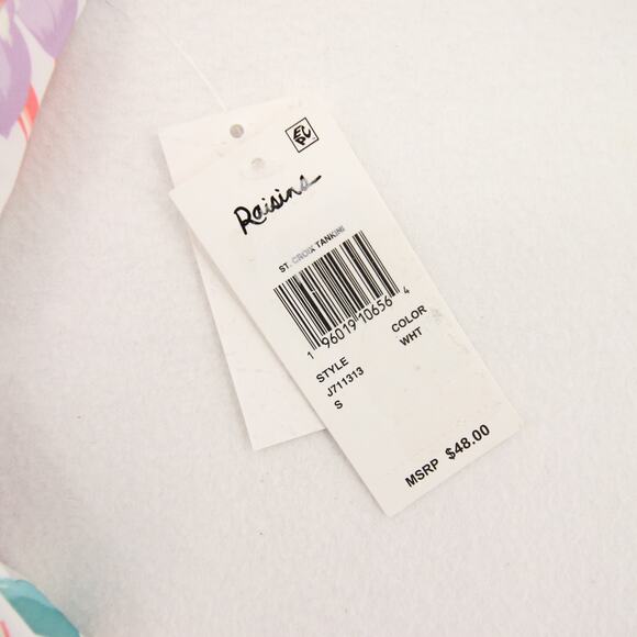 Raisins St. Croix Tankini Top Floral White Pink High Neck Ladder Back Small NWT - Picture 8 of 13